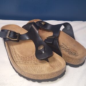 Biostep Women's‎ Sandals Size 6.5 Black Leather Uppers Made In Spain